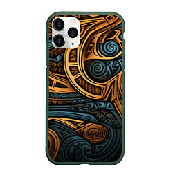 Чехол iPhone 11 Pro матовый Паттерн в викингском стиле, цвет: 3D-темно-зеленый