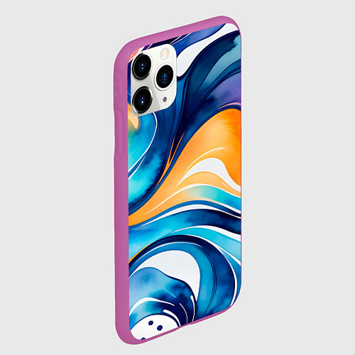 Чехол iPhone 11 Pro матовый Линейная красочная абстракция / 3D-Фиолетовый – фото 2