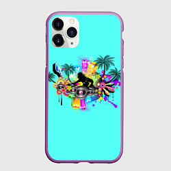 Чехол iPhone 11 Pro матовый Ночной клуб музыка дискотека, цвет: 3D-фиолетовый