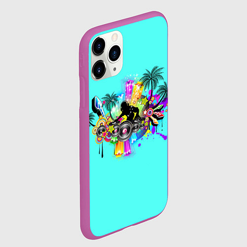 Чехол iPhone 11 Pro матовый Ночной клуб музыка дискотека / 3D-Фиолетовый – фото 2