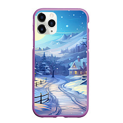 Чехол iPhone 11 Pro матовый Зимняя новогодняя деревня