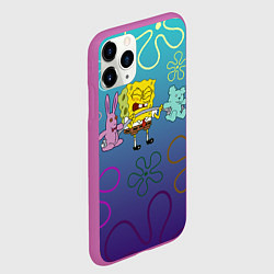 Чехол iPhone 11 Pro матовый Spongebob workout, цвет: 3D-фиолетовый — фото 2