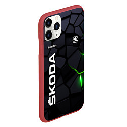 Чехол iPhone 11 Pro матовый Skoda - плиты с эффектом свечения, цвет: 3D-красный — фото 2
