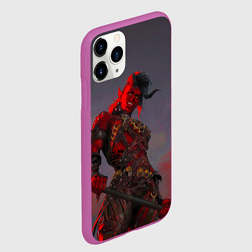 Чехол iPhone 11 Pro матовый Карлах из Baldurs Gate 3 / 3D-Фиолетовый – фото 2