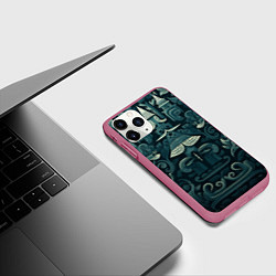 Чехол iPhone 11 Pro матовый Абстрактный узор в славянском стиле, цвет: 3D-малиновый — фото 2