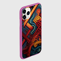 Чехол iPhone 11 Pro матовый Абстрактный узор в этническом стиле, цвет: 3D-фиолетовый — фото 2