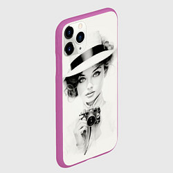 Чехол iPhone 11 Pro матовый Милая девушка с ретро камерой, цвет: 3D-фиолетовый — фото 2