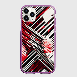 Чехол iPhone 11 Pro матовый Киберпанк линии белые и красные, цвет: 3D-фиолетовый
