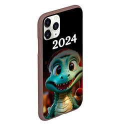 Чехол iPhone 11 Pro матовый Дракон символ года 2024, цвет: 3D-коричневый — фото 2