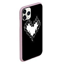 Чехол iPhone 11 Pro матовый Burning heart, цвет: 3D-розовый — фото 2