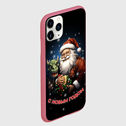 Чехол iPhone 11 Pro матовый Дед мороз с драконом, цвет: 3D-малиновый — фото 2