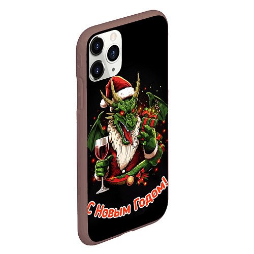 Чехол iPhone 11 Pro матовый Дракон Мороз / 3D-Коричневый – фото 2