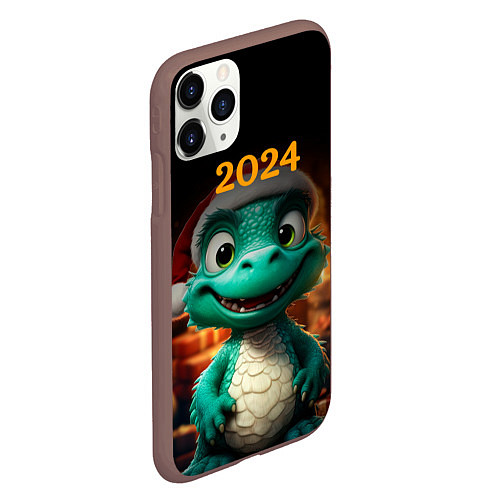 Чехол iPhone 11 Pro матовый Зеленый дракон 2024 / 3D-Коричневый – фото 2