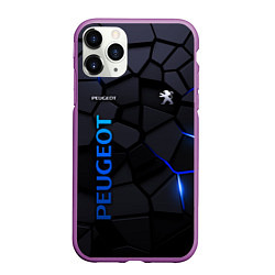 Чехол iPhone 11 Pro матовый Peugeot - плиты с эффектом свечения