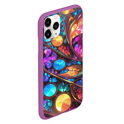 Чехол iPhone 11 Pro матовый Яркий абстрактный фрактальный узор, цвет: 3D-фиолетовый — фото 2