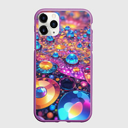 Чехол iPhone 11 Pro матовый Разноцветная декоративная абстракция, цвет: 3D-фиолетовый