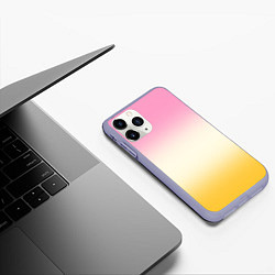 Чехол iPhone 11 Pro матовый Розовый бежевый желтый градиент, цвет: 3D-светло-сиреневый — фото 2