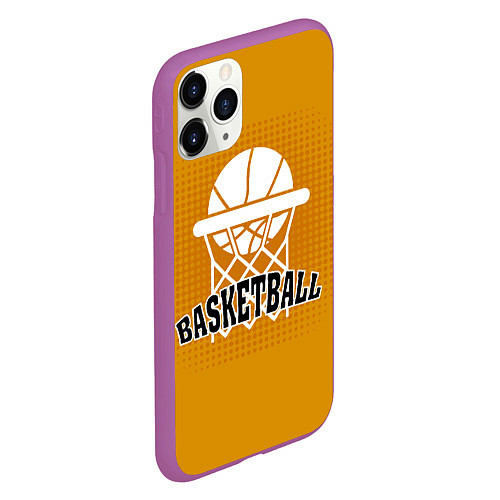 Чехол iPhone 11 Pro матовый Basketball - кольцо и мяч / 3D-Фиолетовый – фото 2