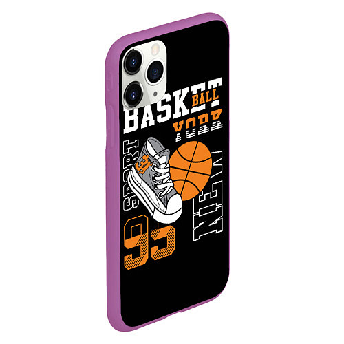 Чехол iPhone 11 Pro матовый Basketball New York / 3D-Фиолетовый – фото 2
