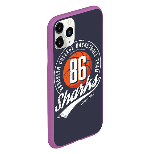 Чехол iPhone 11 Pro матовый Basketball sharks / 3D-Фиолетовый – фото 2