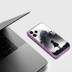 Чехол iPhone 11 Pro матовый Мерцающий город, цвет: 3D-фиолетовый — фото 2