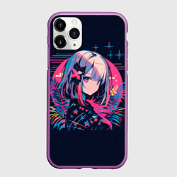Чехол iPhone 11 Pro матовый Розовый цветок на восходе, цвет: 3D-фиолетовый