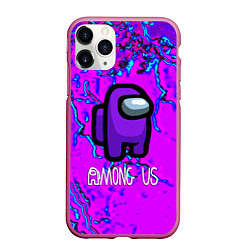 Чехол iPhone 11 Pro матовый Among us storm neon, цвет: 3D-малиновый