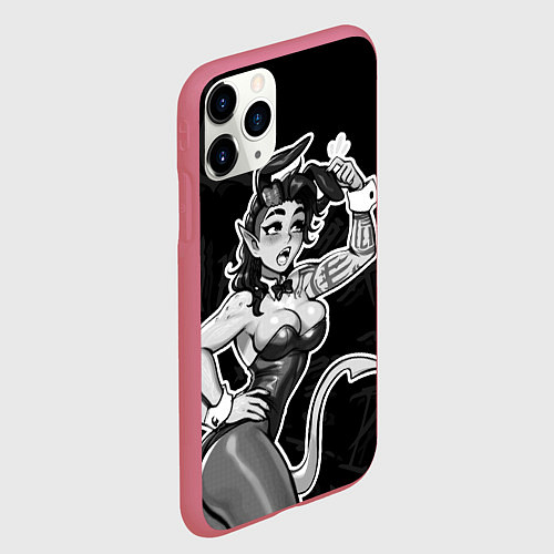 Чехол iPhone 11 Pro матовый Карлах в костюме зайки - baldurs gate / 3D-Малиновый – фото 2