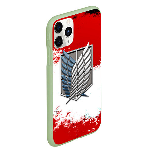 Чехол iPhone 11 Pro матовый Атака титанов аниме краски / 3D-Салатовый – фото 2