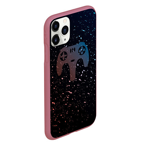 Чехол iPhone 11 Pro матовый Млечный геймпад / 3D-Малиновый – фото 2