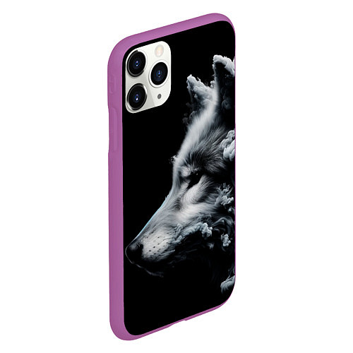 Чехол iPhone 11 Pro матовый Дымный волк / 3D-Фиолетовый – фото 2