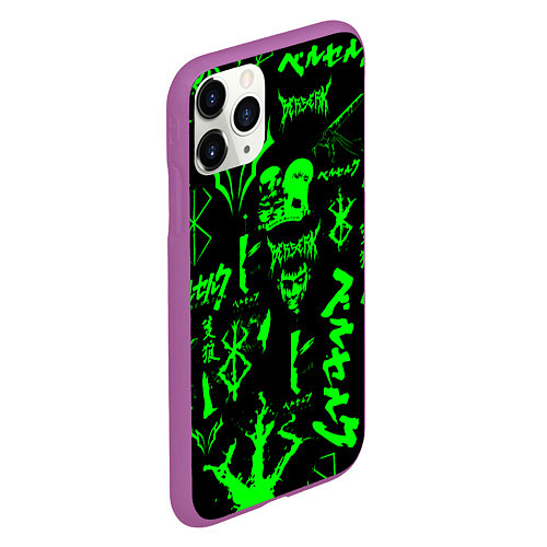 Чехол iPhone 11 Pro матовый Berserk neon green / 3D-Фиолетовый – фото 2