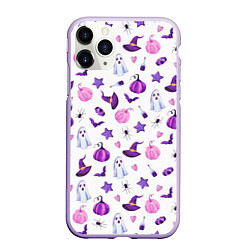 Чехол iPhone 11 Pro матовый Хэллоуинское комбо, цвет: 3D-светло-сиреневый
