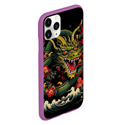 Чехол iPhone 11 Pro матовый Зеленый дракон, цвет: 3D-фиолетовый — фото 2