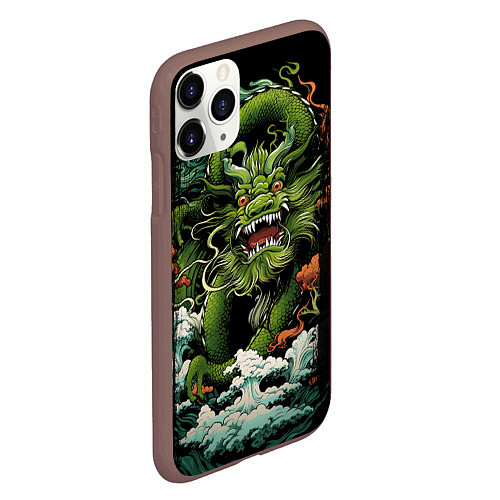 Чехол iPhone 11 Pro матовый Зеленый дракон символ года / 3D-Коричневый – фото 2
