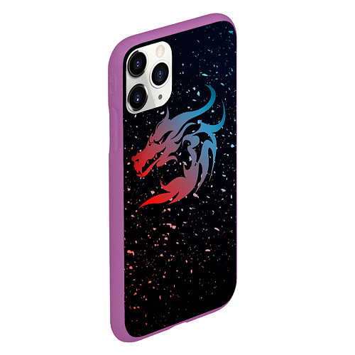 Чехол iPhone 11 Pro матовый Дракон млечный путь / 3D-Фиолетовый – фото 2