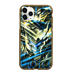 Чехол iPhone 11 Pro матовый Киберпанк адский скелет синий, цвет: 3D-коричневый