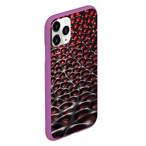 Чехол iPhone 11 Pro матовый Гранатовые зёрна абстракция / 3D-Фиолетовый – фото 2