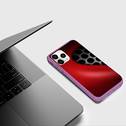 Чехол iPhone 11 Pro матовый Абстрактный фон карбон, цвет: 3D-фиолетовый — фото 2