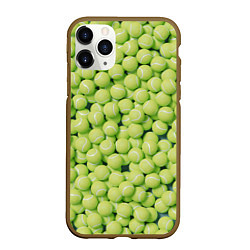 Чехол iPhone 11 Pro матовый Много теннисных мячей, цвет: 3D-коричневый