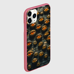 Чехол iPhone 11 Pro матовый Глаза на стене, цвет: 3D-малиновый — фото 2