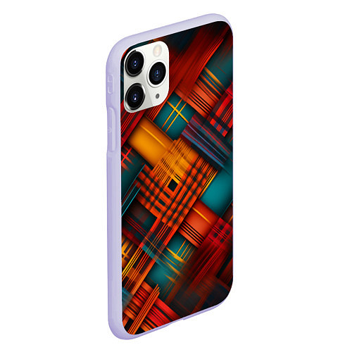 Чехол iPhone 11 Pro матовый Разноцветная клетка в шотландском стиле / 3D-Светло-сиреневый – фото 2