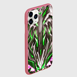 Чехол iPhone 11 Pro матовый Зелёная киберпанк броня, цвет: 3D-малиновый — фото 2