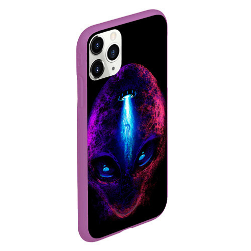 Чехол iPhone 11 Pro матовый UFO alien head / 3D-Фиолетовый – фото 2