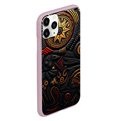 Чехол iPhone 11 Pro матовый Абстрактный узор в славянской стилистике, цвет: 3D-розовый — фото 2
