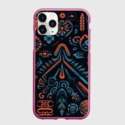 Чехол iPhone 11 Pro матовый Абстрактный рисунок в славянском стиле, цвет: 3D-малиновый