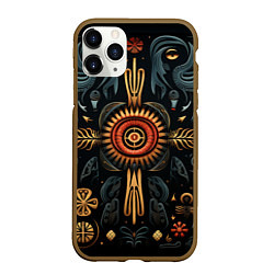 Чехол iPhone 11 Pro матовый Паттерн в славянской стилистике, цвет: 3D-коричневый