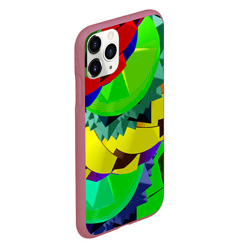 Чехол iPhone 11 Pro матовый Пластиковый хаос / 3D-Малиновый – фото 2