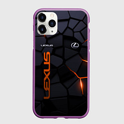 Чехол iPhone 11 Pro матовый Lexus - плиты с эффектом свечения, цвет: 3D-фиолетовый