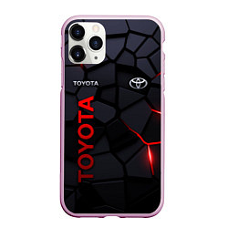 Чехол iPhone 11 Pro матовый Toyota - плиты с эффектом свечения, цвет: 3D-розовый